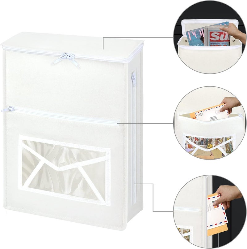Annmore Mail Slot Catcher Bag, Indoor White Mail Catcher Felt Cloth Made, High Capacity Mail Slot Cover, Space Saving, Self-Adhesive, No Screws Needed, Practical Home Accessories - Image 3